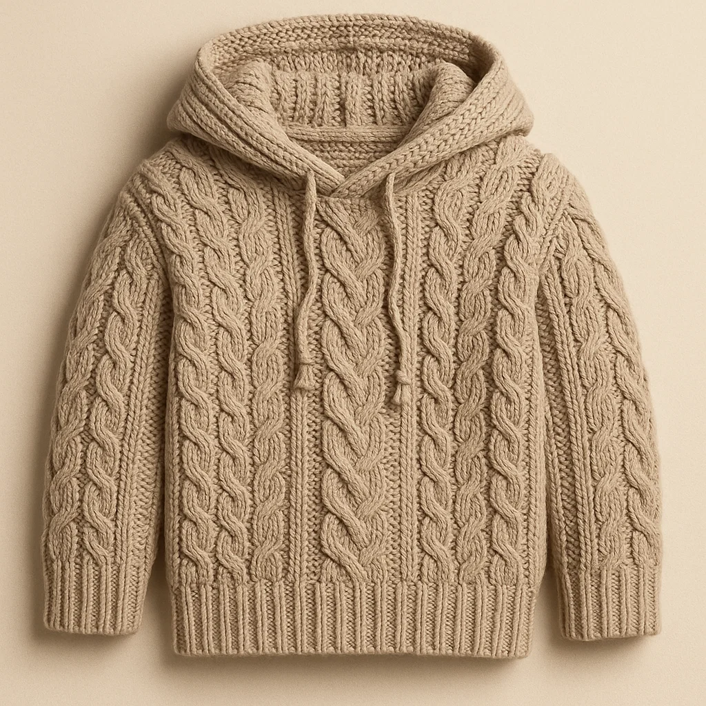 Chunky Cable Knit Pullover Hoodie (3G5G) oem china manufacturer supplier