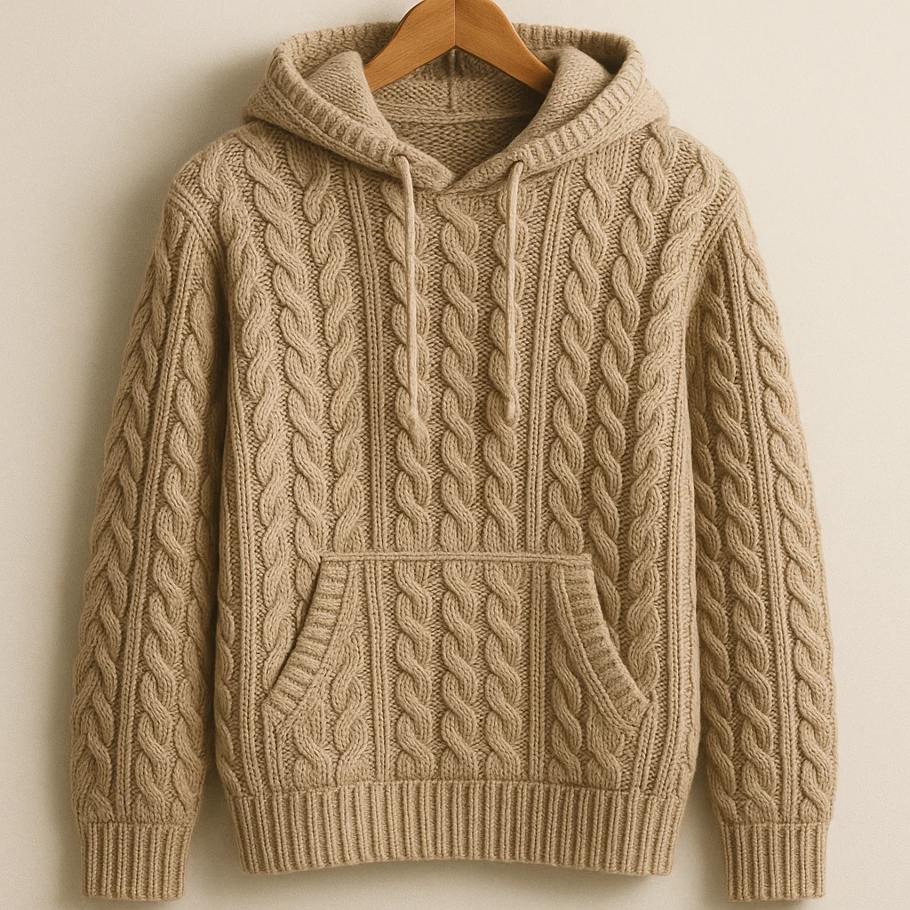 High quality vintage cable knit hoodies private label supplier China