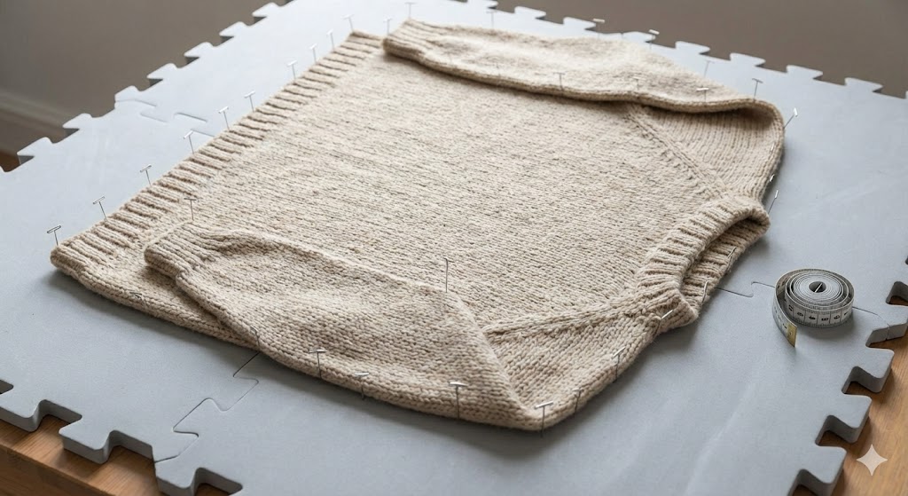 How to block a knitted sweater- block pins