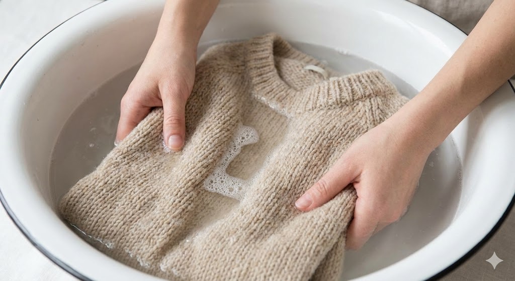 How to block a knitted sweater - soap washing