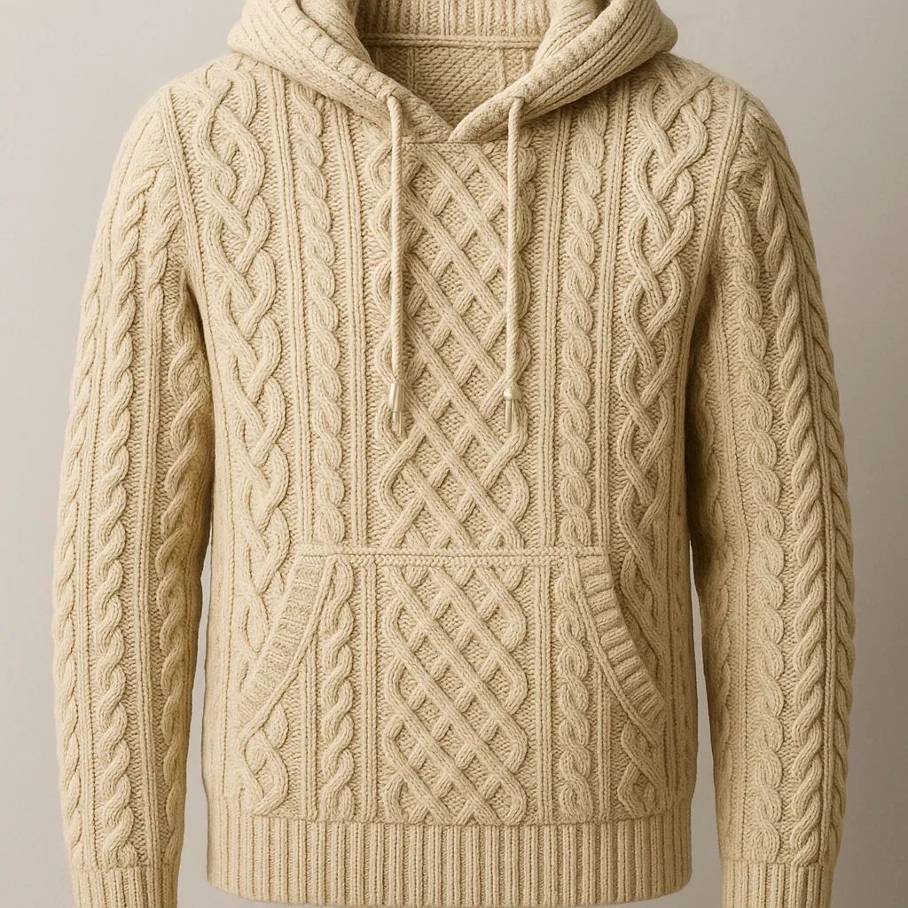 Organic certified classic cable knit hoodies manufacturing company China