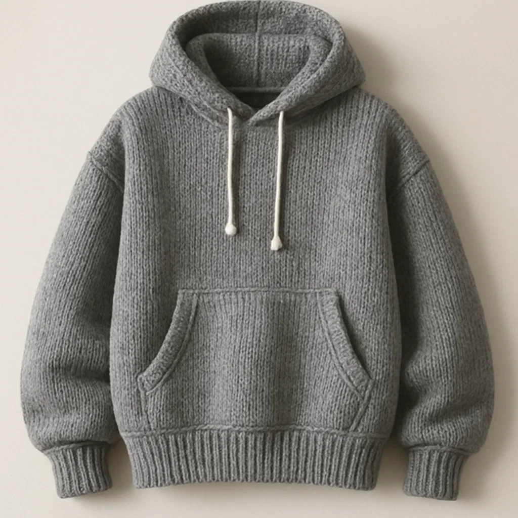 Soft touch yarn Chunky Cable Knit Pullover Hoodie manufacturing company China