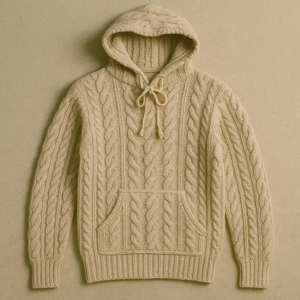 Soft touch yarn retro knit hoodie China supplier