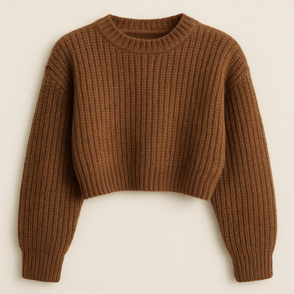 bulk order brown cropped cable knit sweater china company