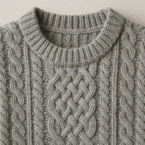 collar detail of irish knit sweater