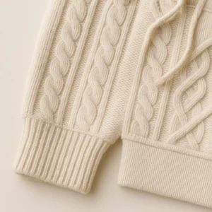 cuff of classic cable knit hoodies