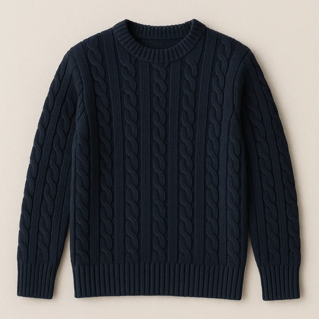 custom oem navy cable knit pullover manufacturer company