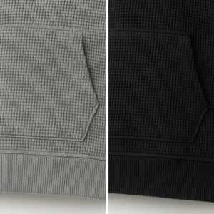 detail pocket of waffle knit pullover hoodies china supplier