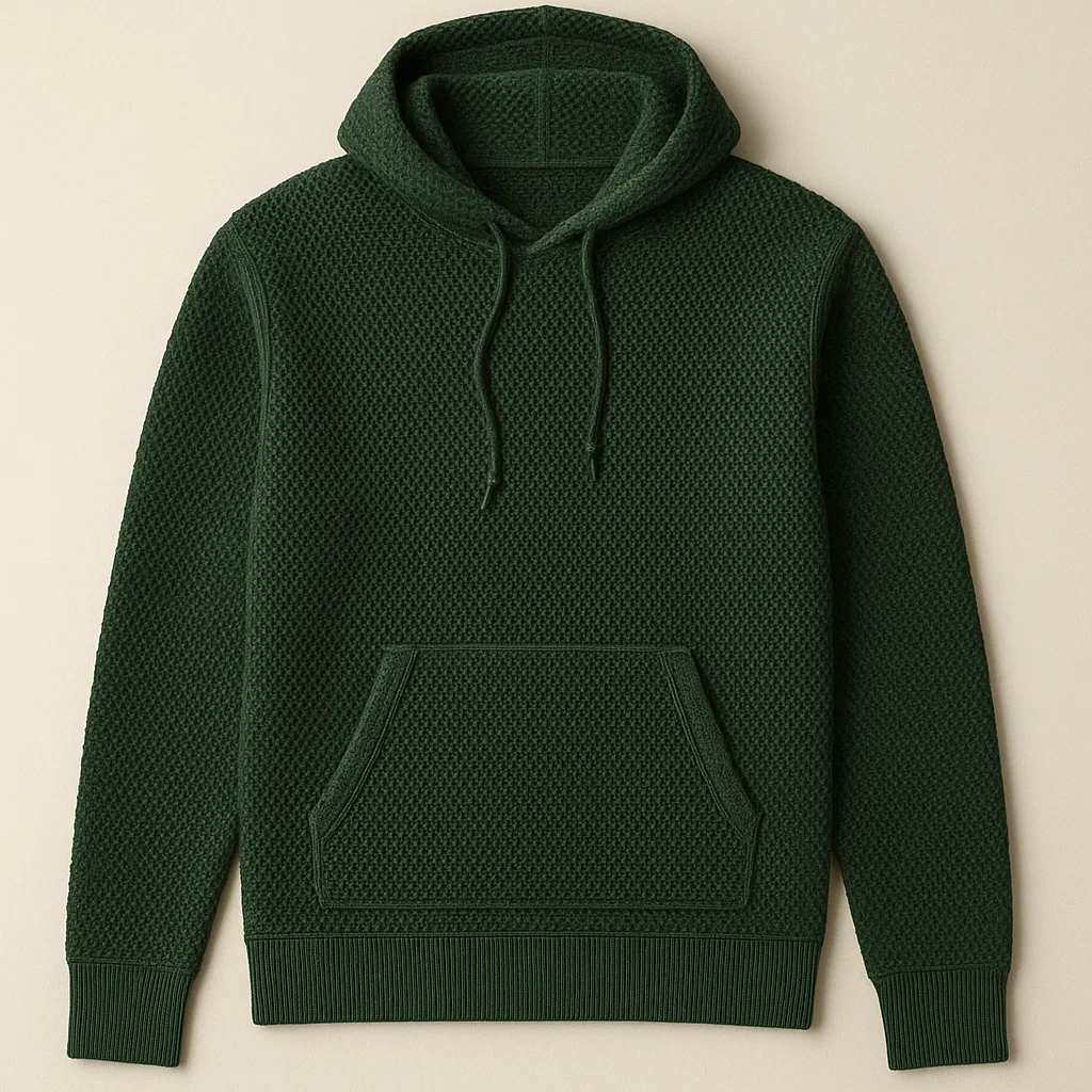 green waffle china oem custom waffle knit pullover hoodies supplier