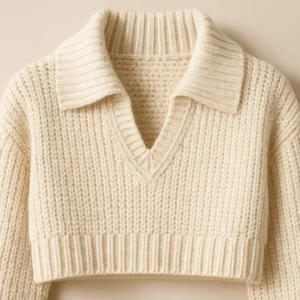 neckline collar design cropped cable knit sweater