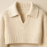 neckline collar design cropped cable knit sweater