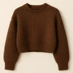 rib neck hem custom cropped cable knit sweater exporter
