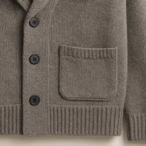 shawl neck cardigan pockets hem