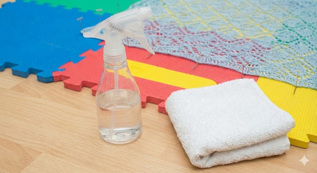 spray bottle and towel