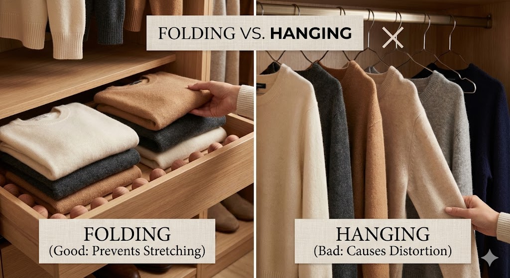 storage cashmere sweater Folding vs. Hanging