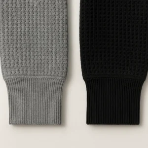 waffle knit hoodies pullover cuff detail black grey