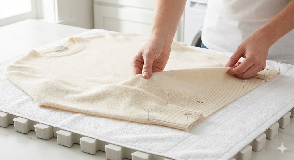 wet block reshape cashmere sweater