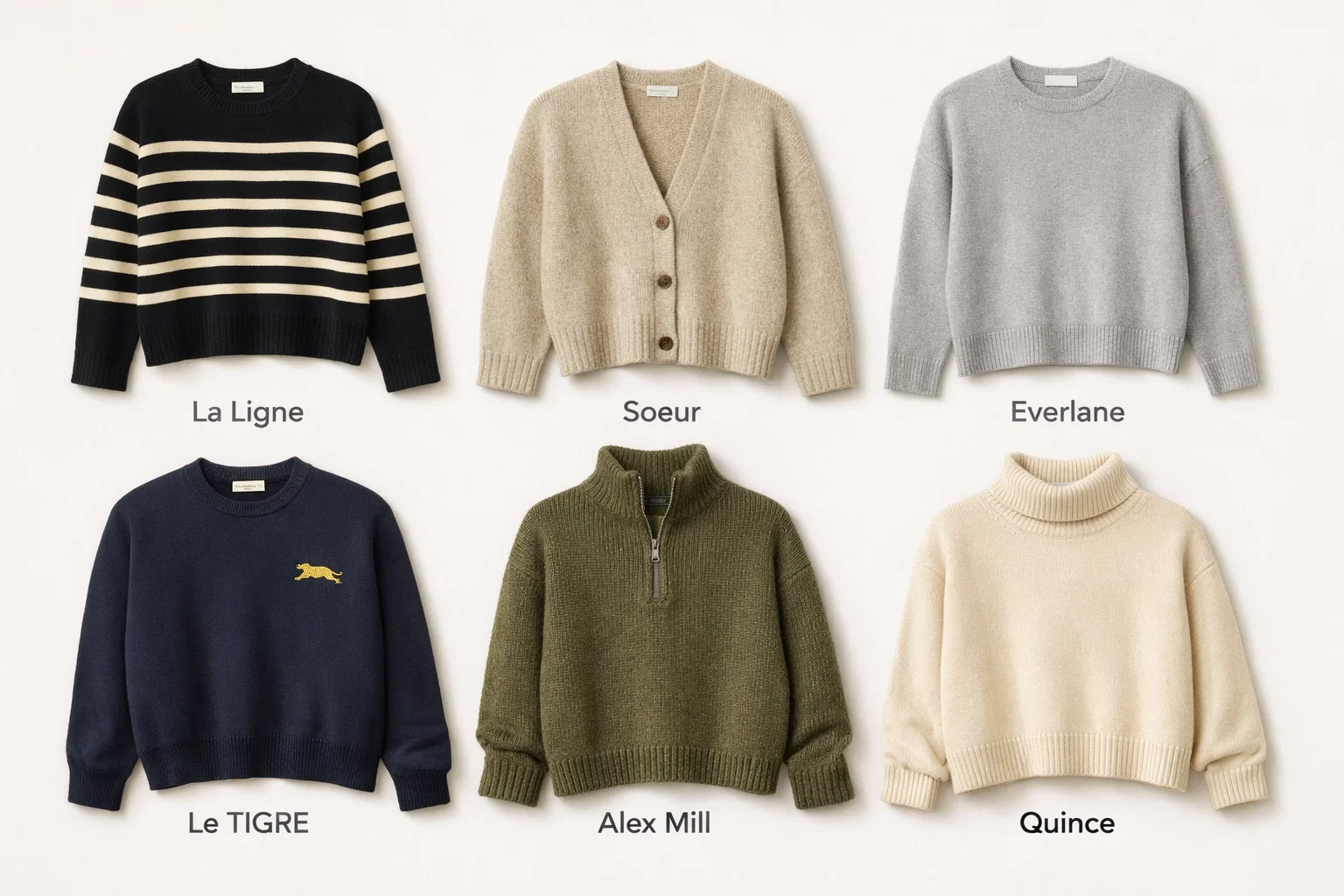 La Ligne , Soeur,Everlane,Le TIGRE,Alex Mill,Quince sweaters alternative supplier 