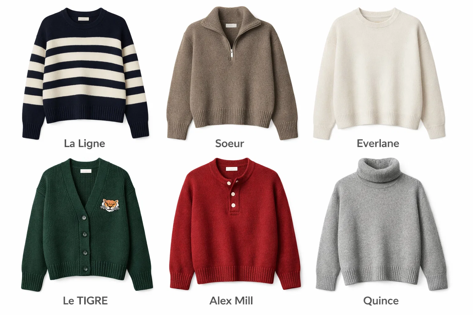 La Ligne , Soeur,Everlane,Le TIGRE,Alex Mill,Quince sweaters alternative supplier 