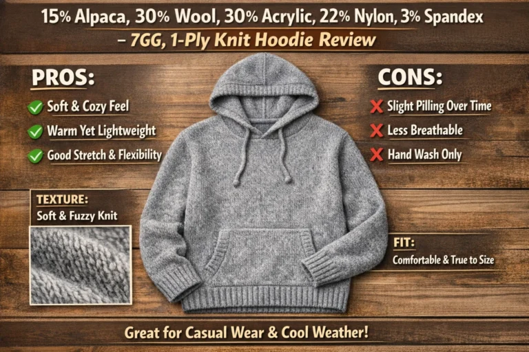 7gg 1 ply knit hoodie review 15% alpaca 30% wool