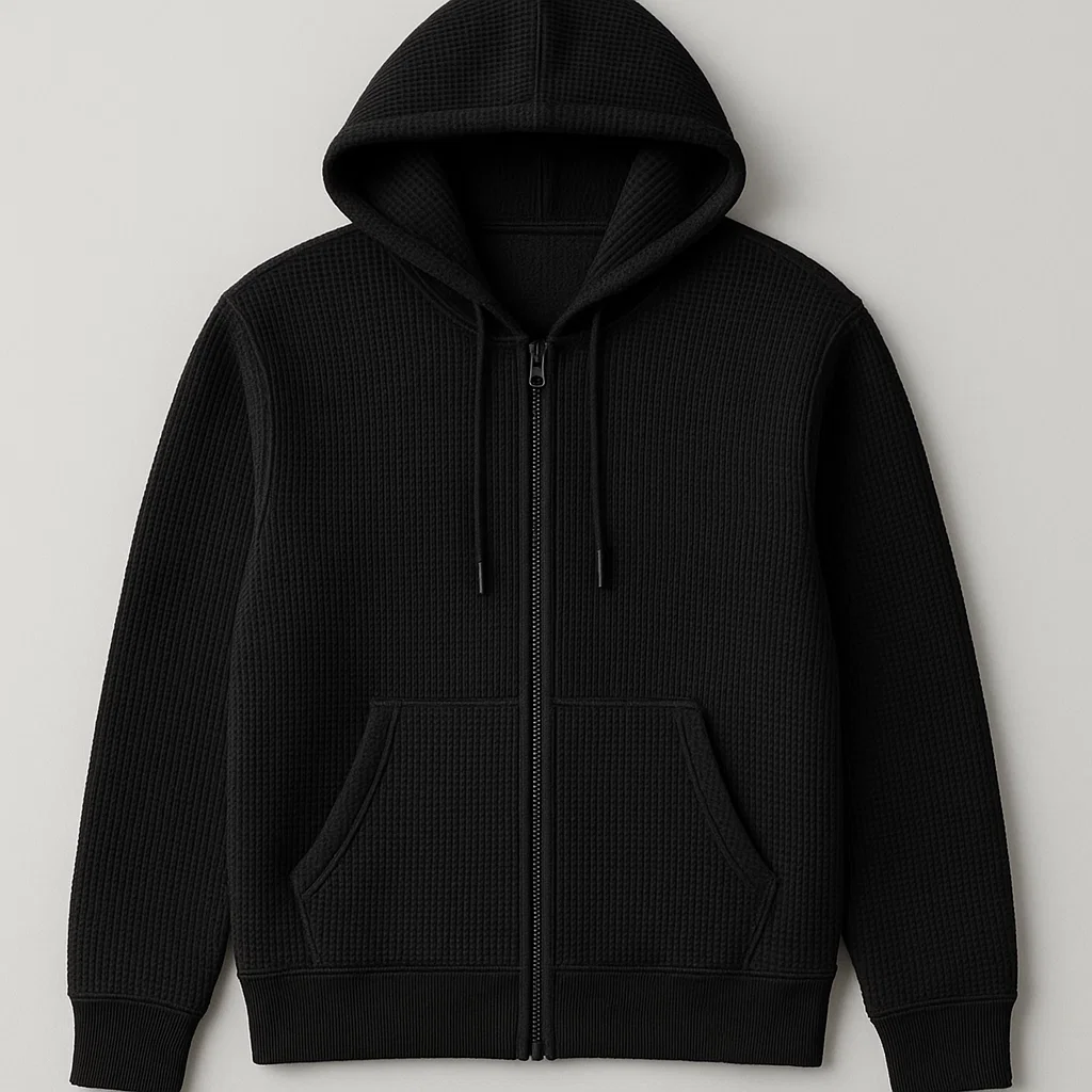 Durable construction Waffle Knit Zip Up Hoodie OEM knitwear supplier China