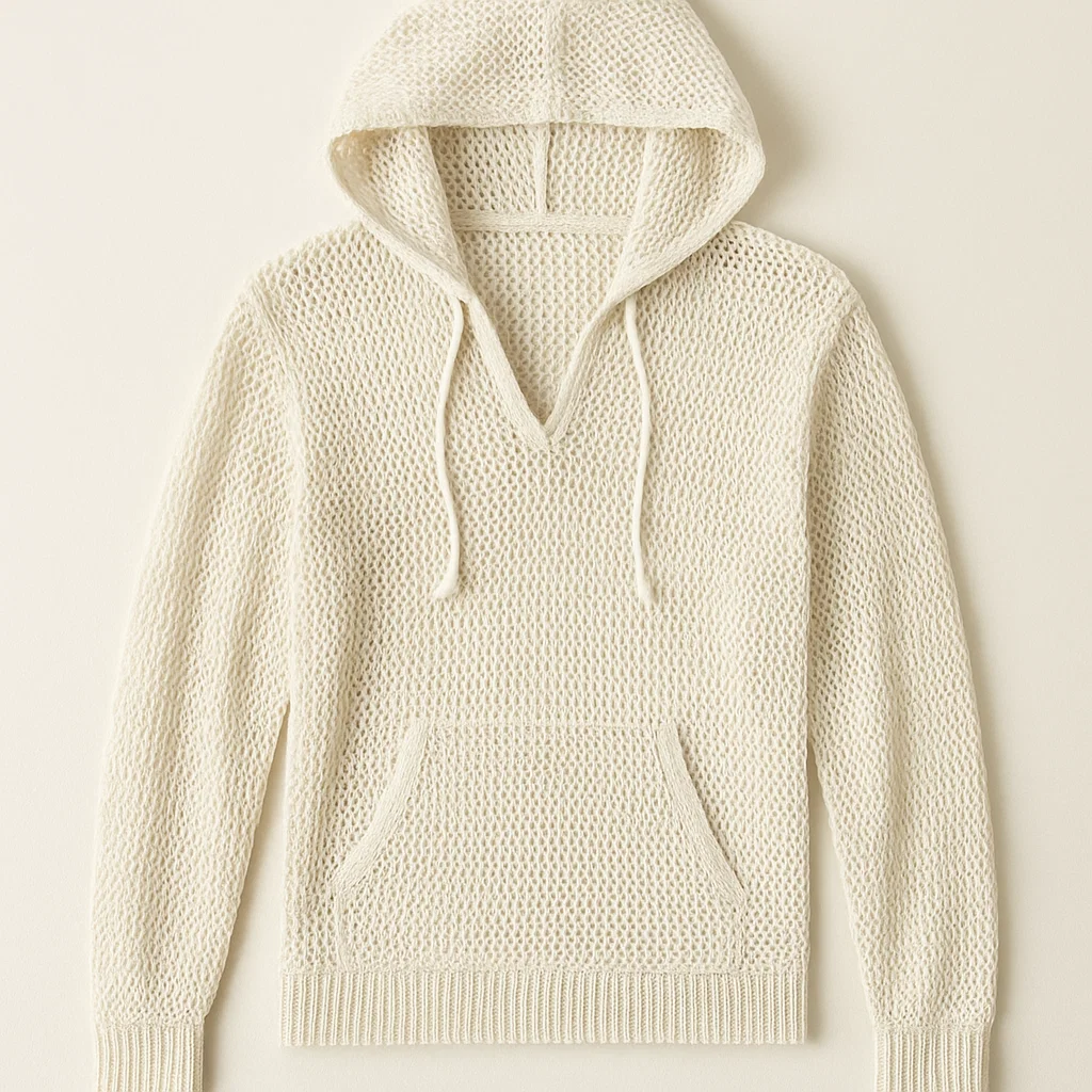 Fast sampling Airy Open Knit Hoodie custom manufacturing China