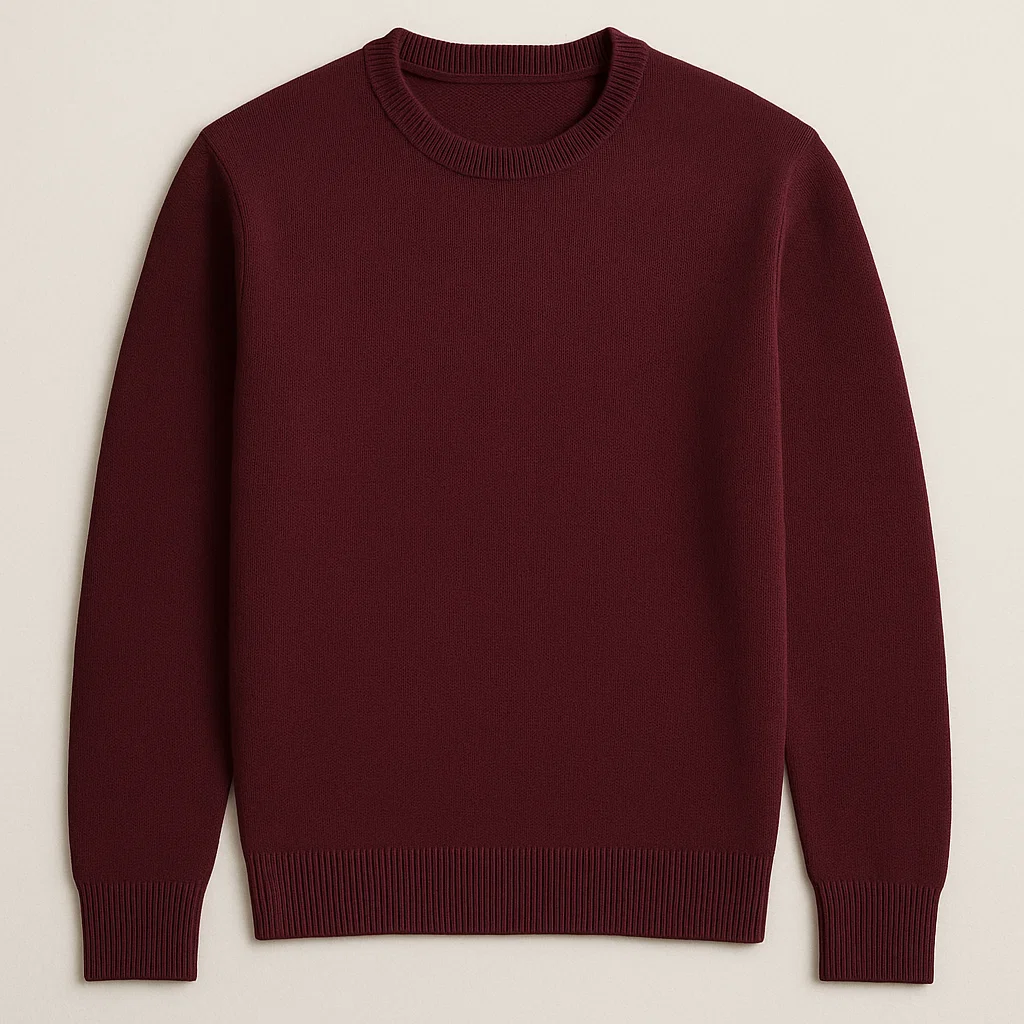 Fine Gauge Cotton Knit Sweater burgundy china supplier