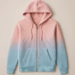 Fine gauge yarn Textured Waffle Full Zip Knit Hoodie contract manufacturing China