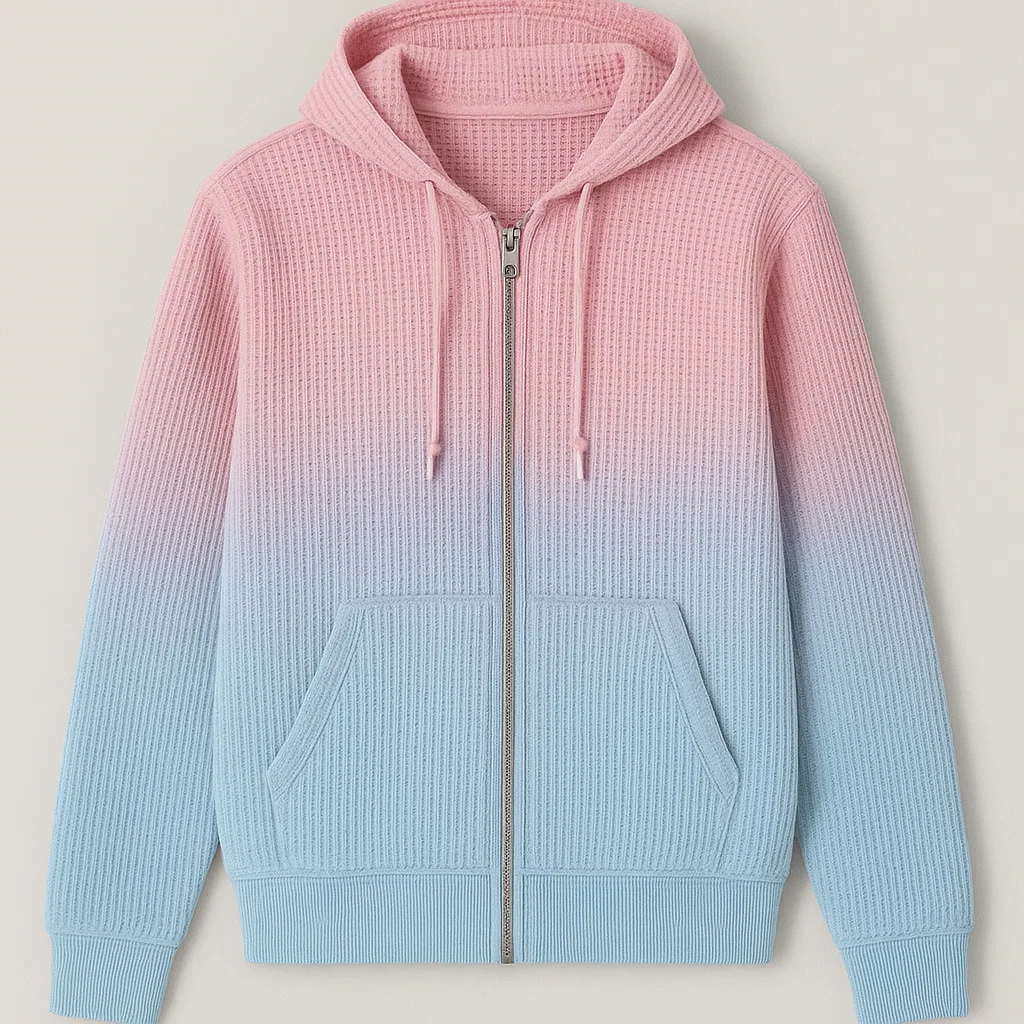 GRS certified Waffle Knit Zip Up Hoodie direct factory source China