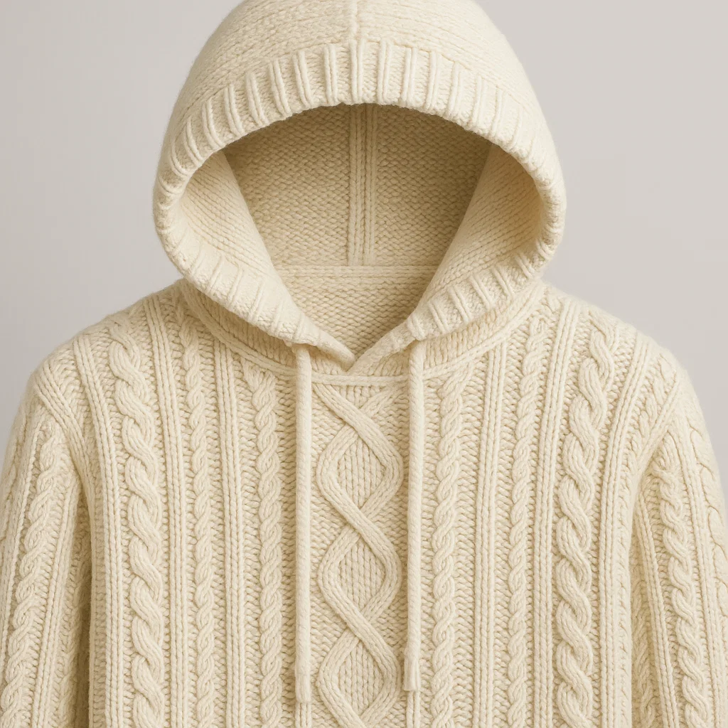 High gauge knit cable knit hoodie direct factory source China