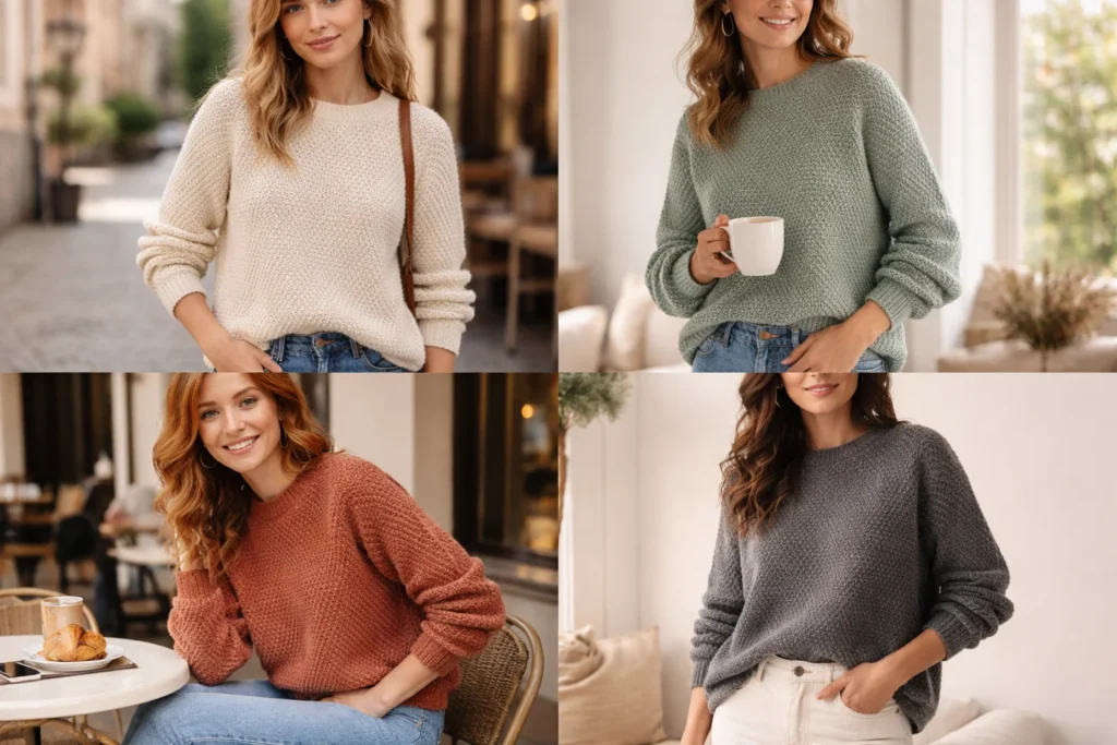 Moss stitch sweaters