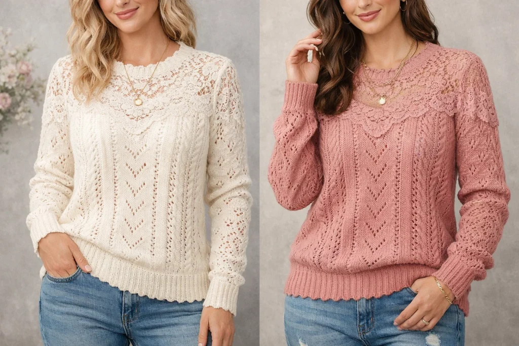 Pointelle & Lace Knit Pullovers sweaters