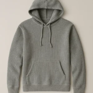 Recycled fiber Thermal Waffle Knit Hoodie factory supplier China