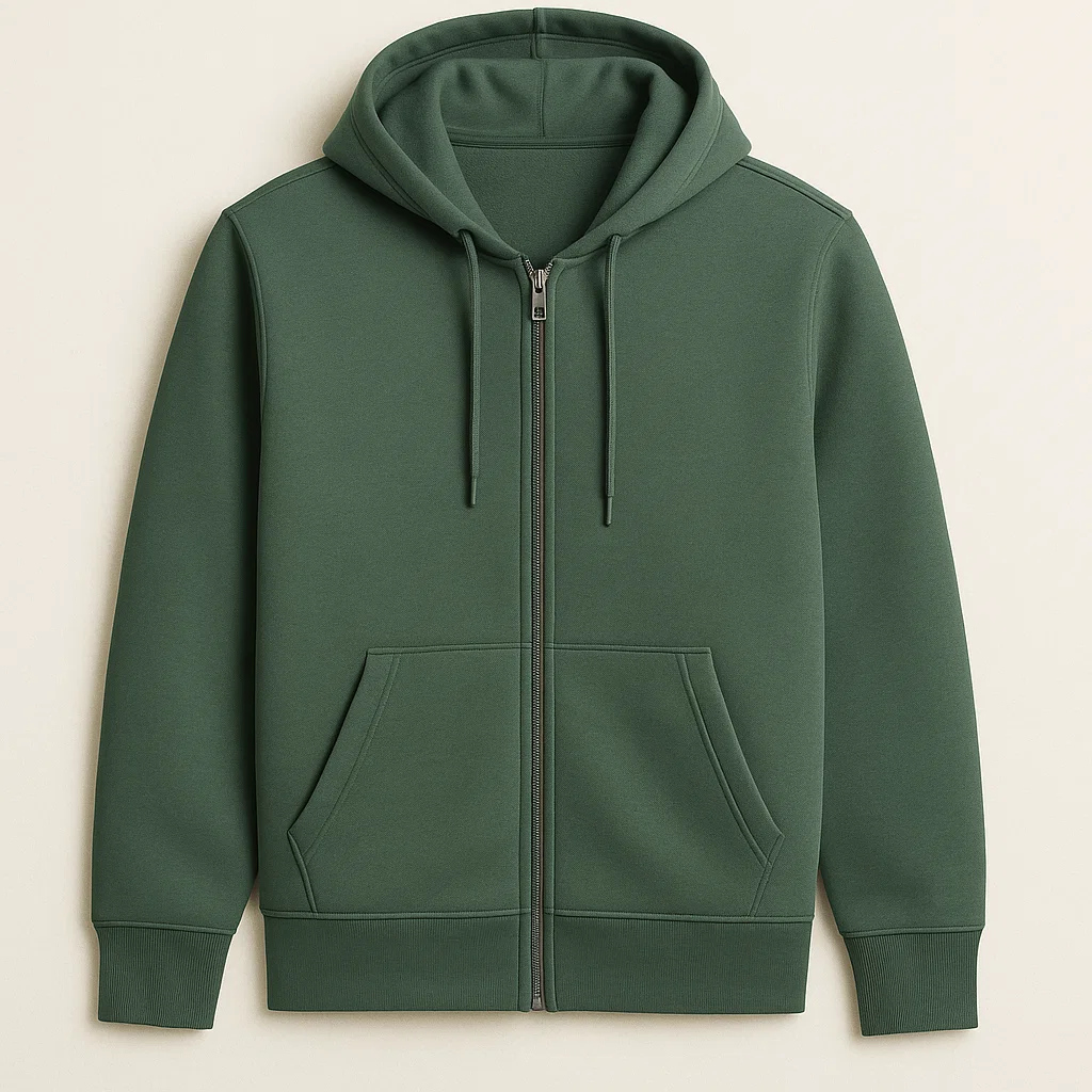 Soft touch yarn Double Knit Full Zip Hoodie direct manufacturer China