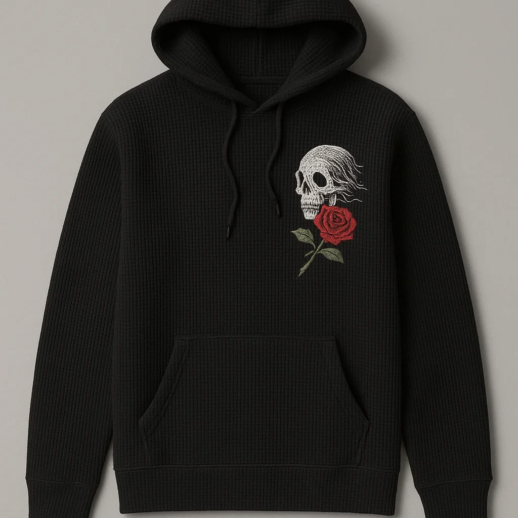 Sustainable yarn Midweight Breathable Waffle knit hoodie production plant China