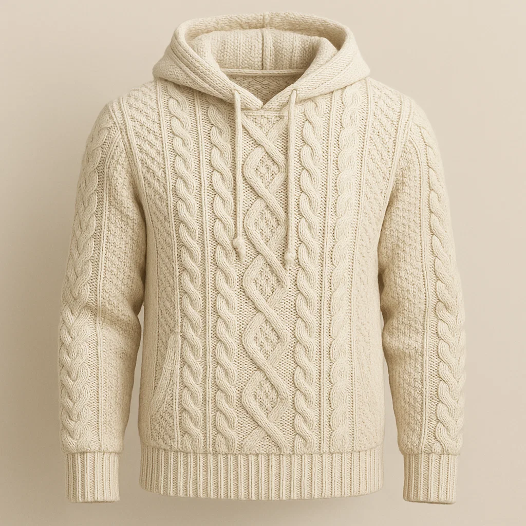 Wholesale production Classic Cable Knit Hoodie (7G Structured Pattern) factory supplier China