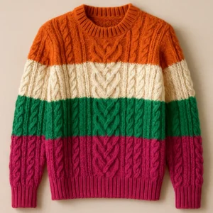 custom Multi-Color Cable Knit Sweater manufacturer