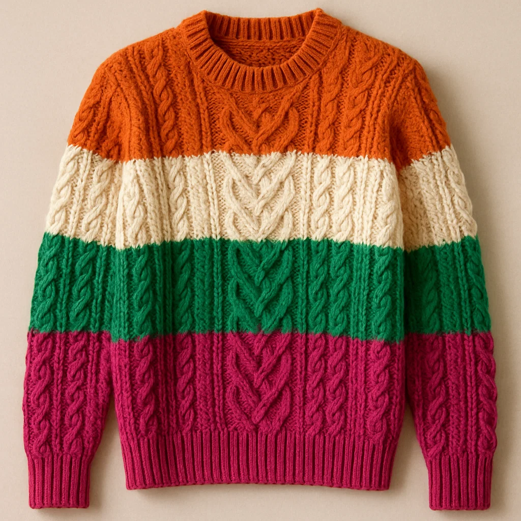 custom Multi-Color Cable Knit Sweater manufacturer