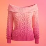 custom off shoulder pink cable sweater manufacturer