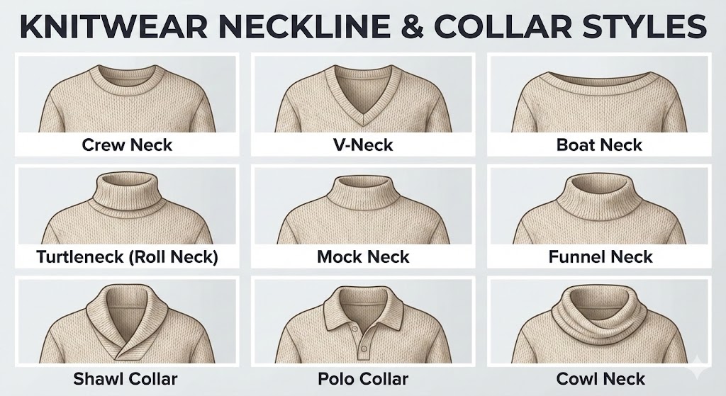 knitwear neckline & collar styles