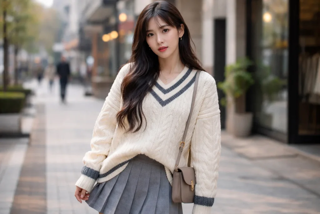 korean sweaters v neck