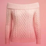odm oem off shoulder pink cable sweater company