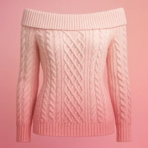 odm oem off shoulder pink cable sweater company