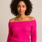 top china distributor of off shoulder pink cable sweater
