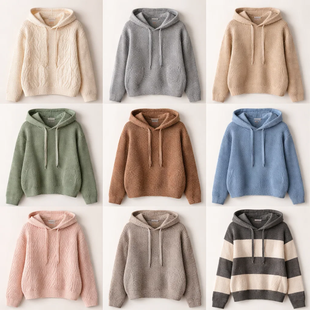 different kinds of knit hoodie