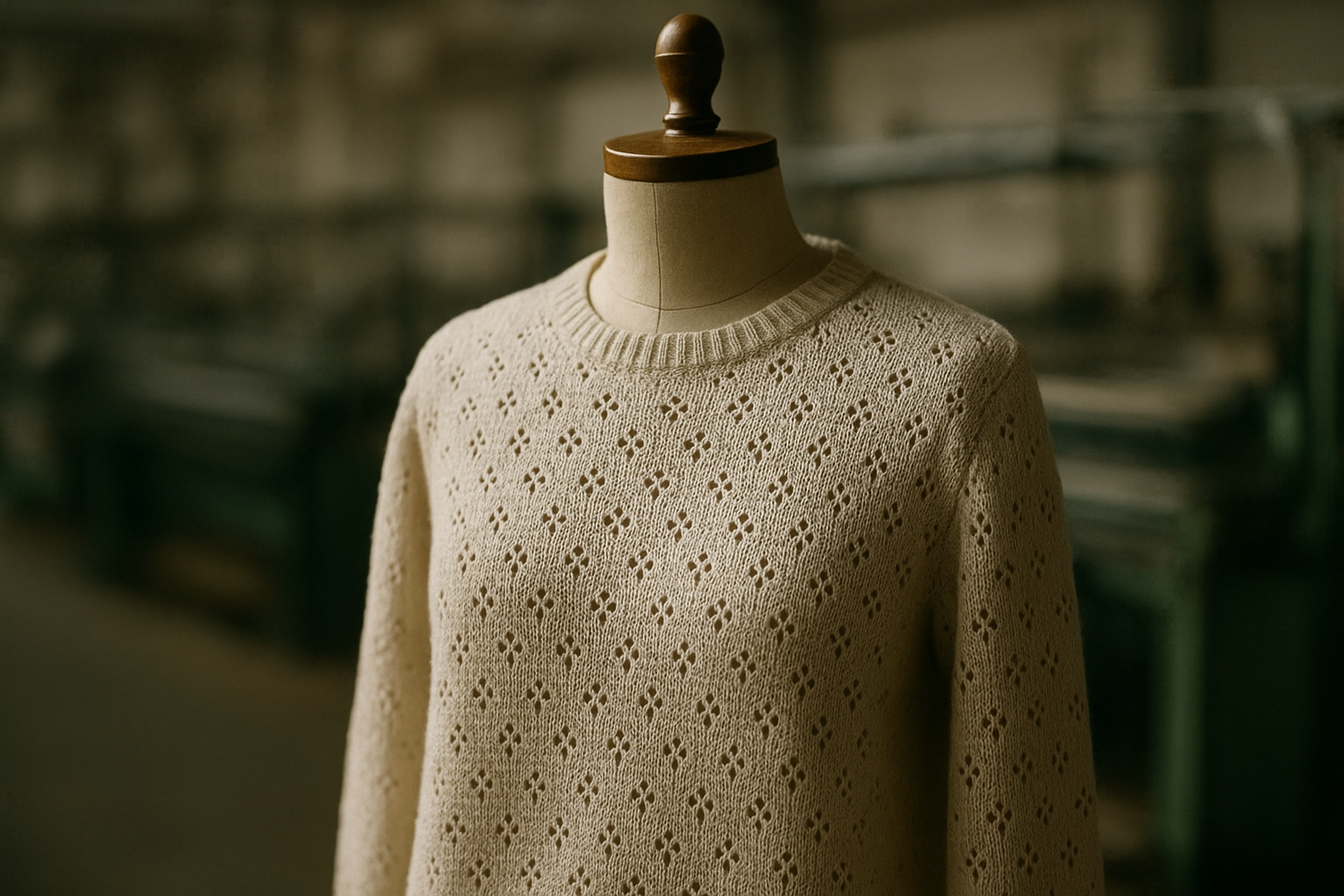 Durable pointelle sweater texture and stitch definition in a knitwear finishing area