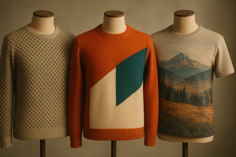 Cover image: side-by-side knitwear showing jacquard, intarsia, and printed knit techniques