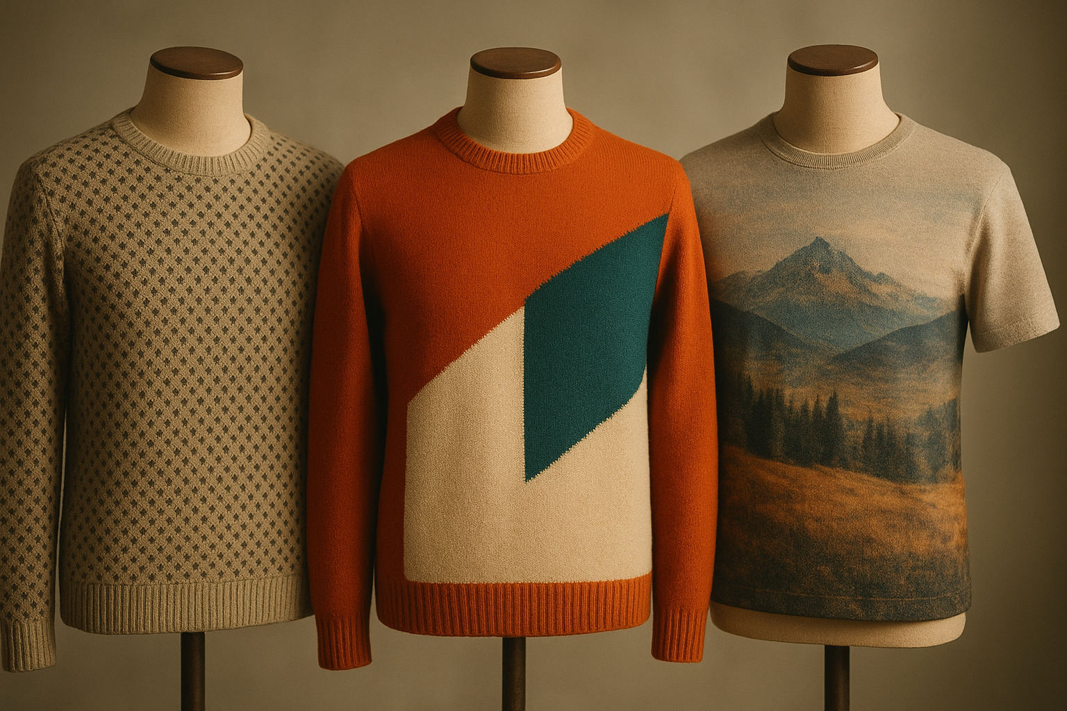 Cover image: side-by-side knitwear showing jacquard, intarsia, and printed knit techniques
