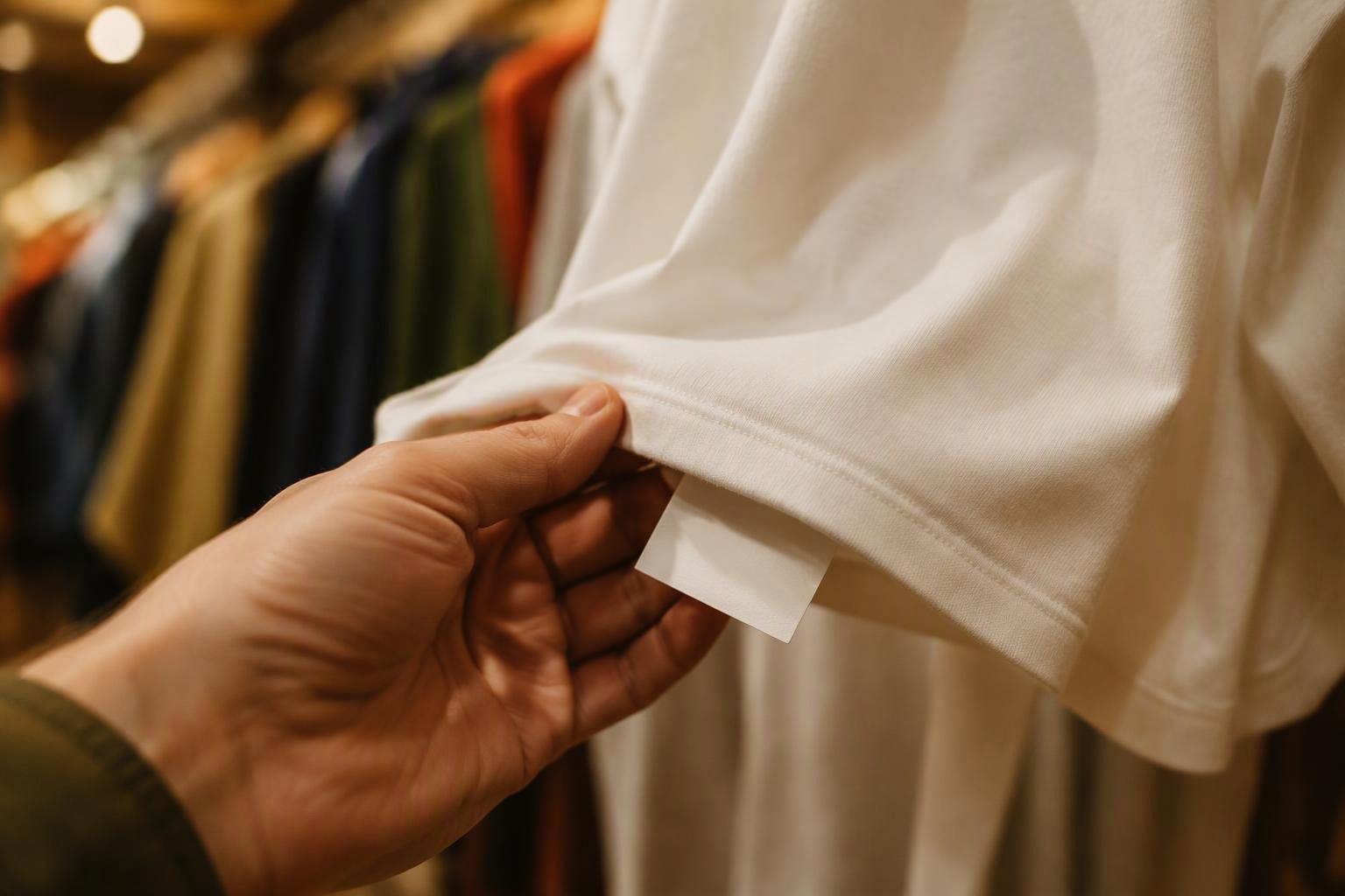 A pima cotton swatch card, fibre-content test report and care label laid beside a folded piqué polo