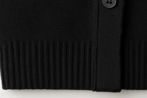 rib detail of black knit cardigan